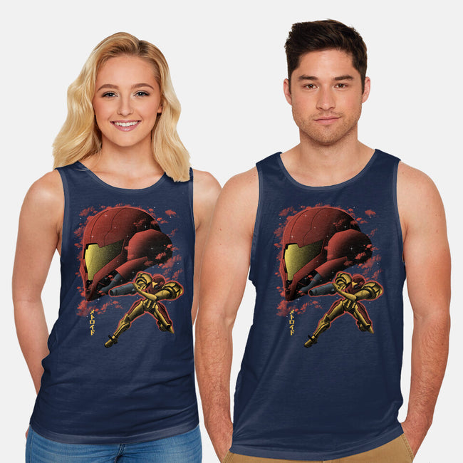 Cosmic Warrior Nightsky Lineart-Unisex-Basic-Tank-Astrobot Invention
