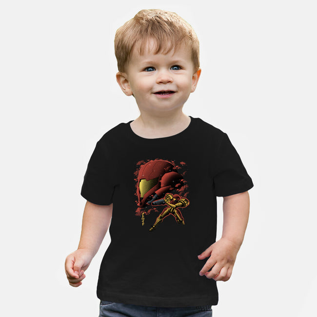 Cosmic Warrior Nightsky Lineart-Baby-Basic-Tee-Astrobot Invention