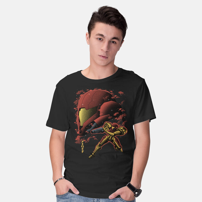 Cosmic Warrior Nightsky Lineart-Mens-Basic-Tee-Astrobot Invention