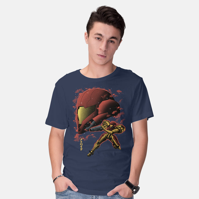 Cosmic Warrior Nightsky Lineart-Mens-Basic-Tee-Astrobot Invention
