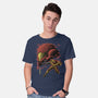 Cosmic Warrior Nightsky Lineart-Mens-Basic-Tee-Astrobot Invention
