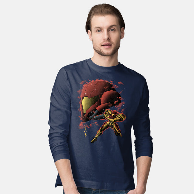 Cosmic Warrior Nightsky Lineart-Mens-Long Sleeved-Tee-Astrobot Invention