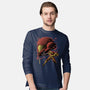 Cosmic Warrior Nightsky Lineart-Mens-Long Sleeved-Tee-Astrobot Invention