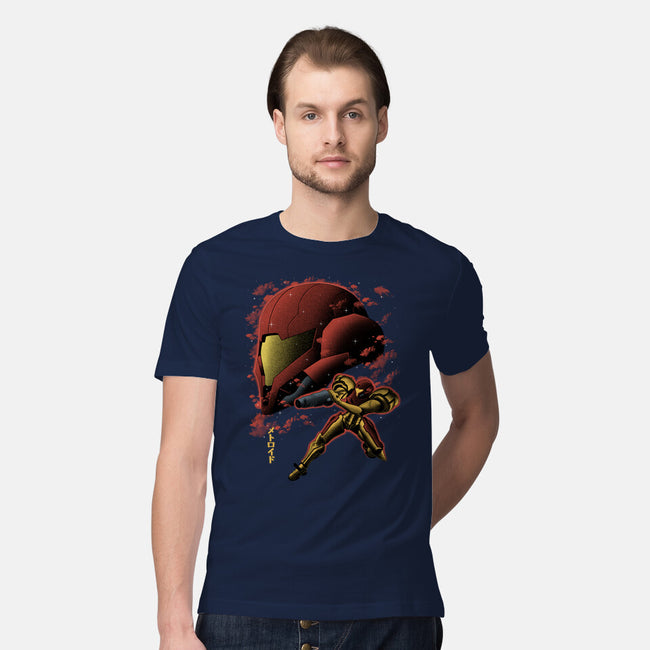 Cosmic Warrior Nightsky Lineart-Mens-Premium-Tee-Astrobot Invention