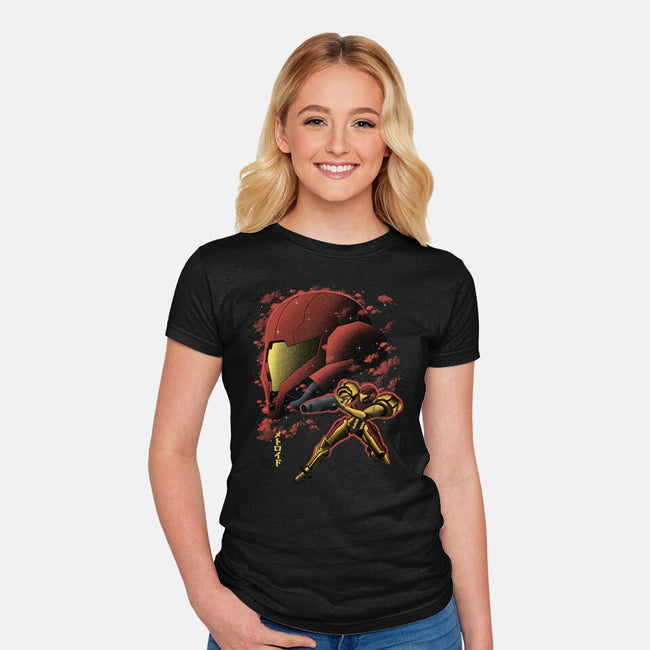 Cosmic Warrior Nightsky Lineart-Womens-Fitted-Tee-Astrobot Invention