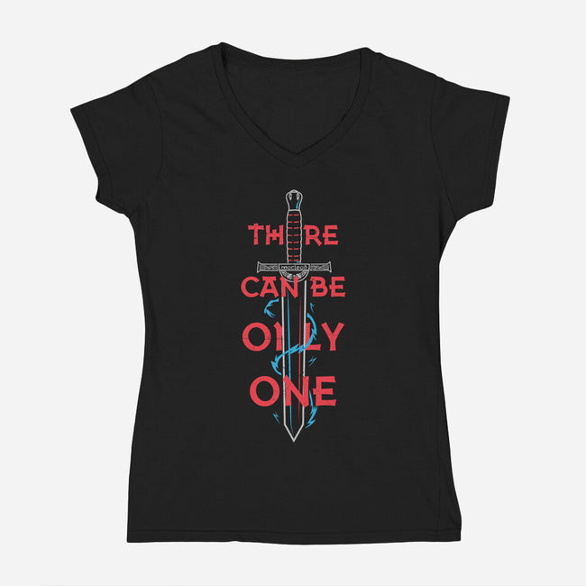 There Can Be Only One-Womens-V-Neck-Tee-piercek26