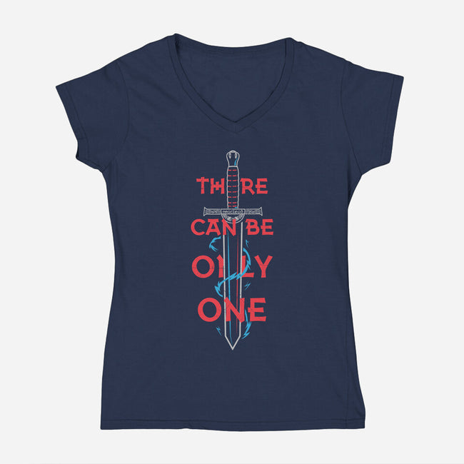 There Can Be Only One-Womens-V-Neck-Tee-piercek26