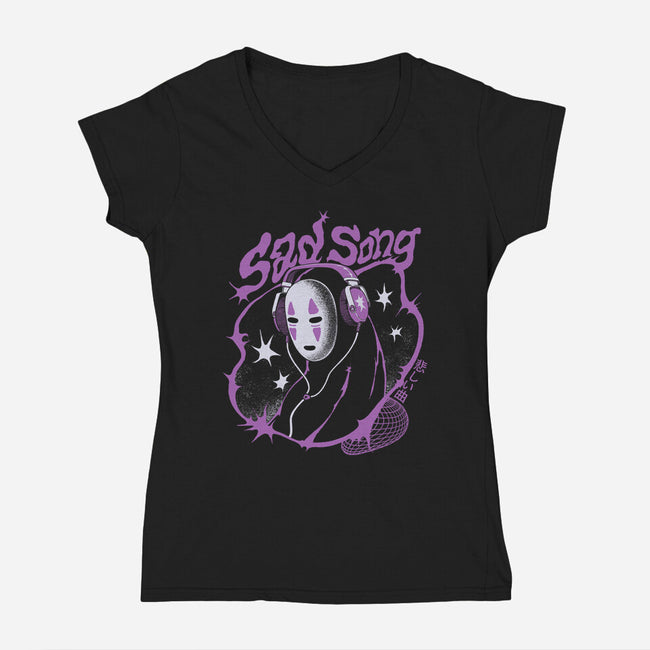 Sad Song Mp3-Womens-V-Neck-Tee-ilustrata