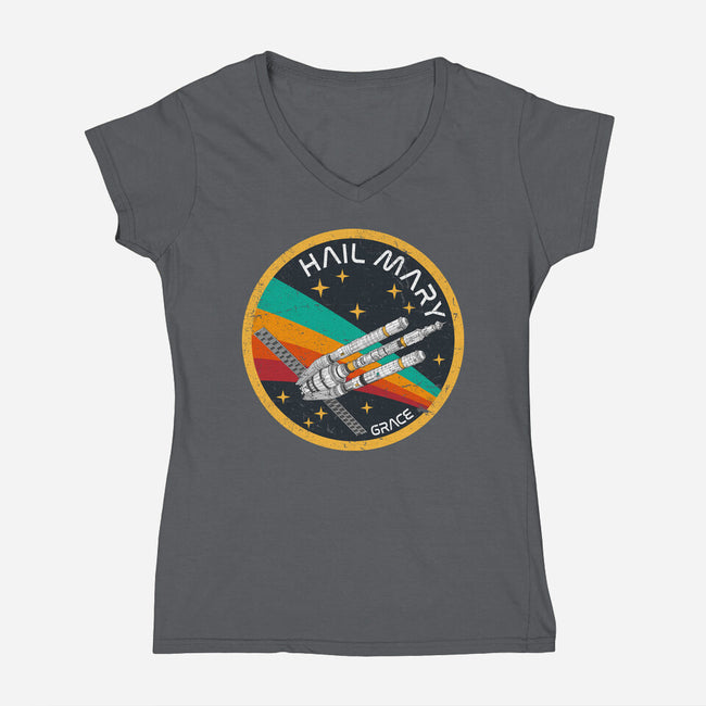 Hail Mary Patch-Womens-V-Neck-Tee-DrMonekers