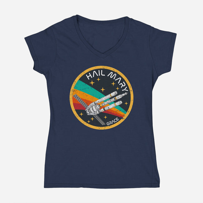Hail Mary Patch-Womens-V-Neck-Tee-DrMonekers