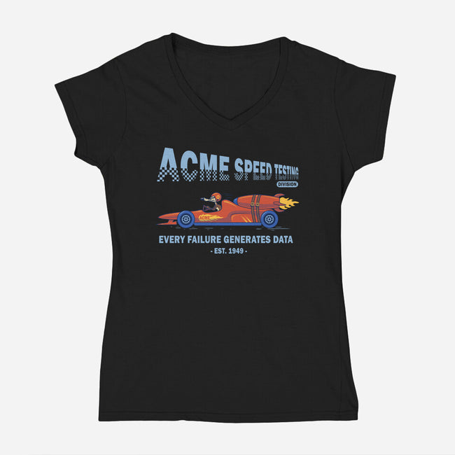 Acme Speed Testing-Womens-V-Neck-Tee-erion_designs