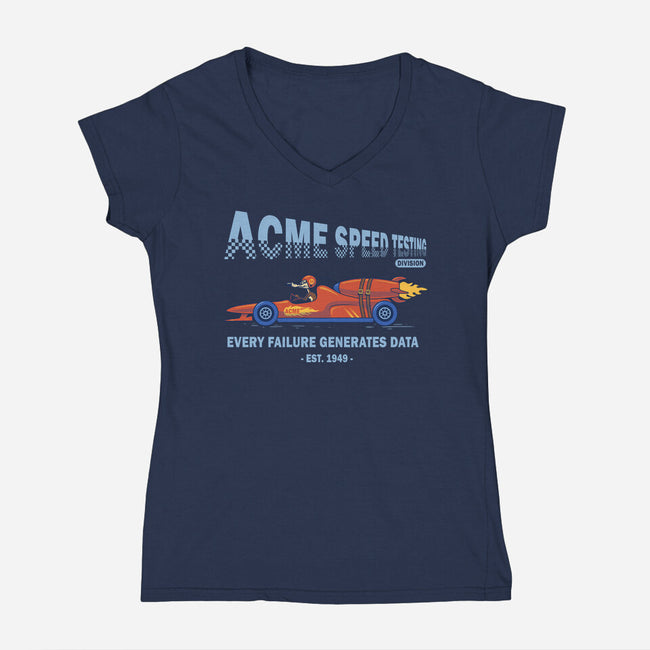 Acme Speed Testing-Womens-V-Neck-Tee-erion_designs