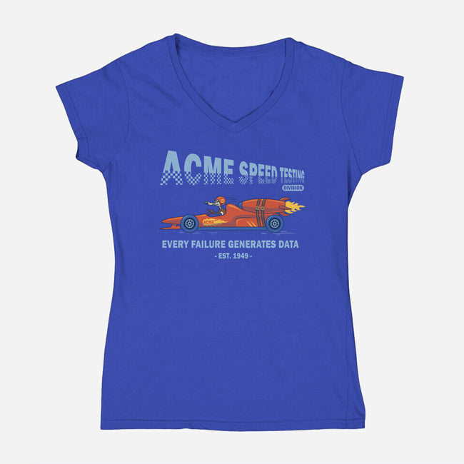 Acme Speed Testing-Womens-V-Neck-Tee-erion_designs