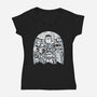 Classic Monsters Doodle-Womens-V-Neck-Tee-krisren28