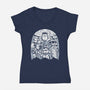 Classic Monsters Doodle-Womens-V-Neck-Tee-krisren28