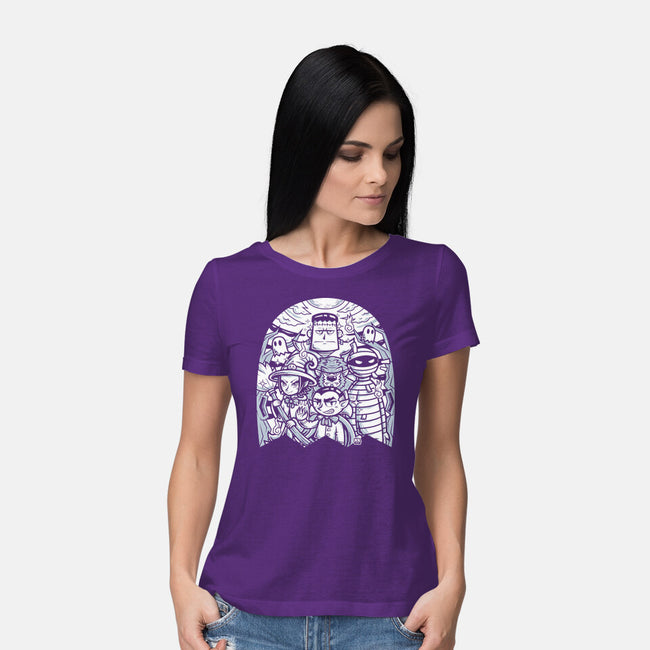 Classic Monsters Doodle-Womens-Basic-Tee-krisren28