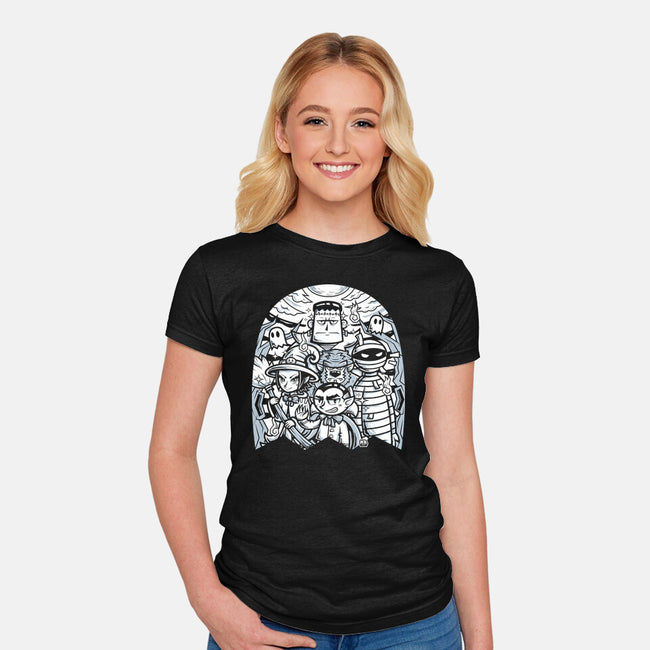 Classic Monsters Doodle-Womens-Fitted-Tee-krisren28