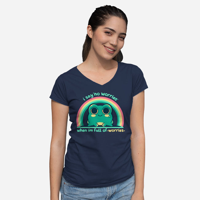 Full Of Worries-Womens-V-Neck-Tee-TechraNova