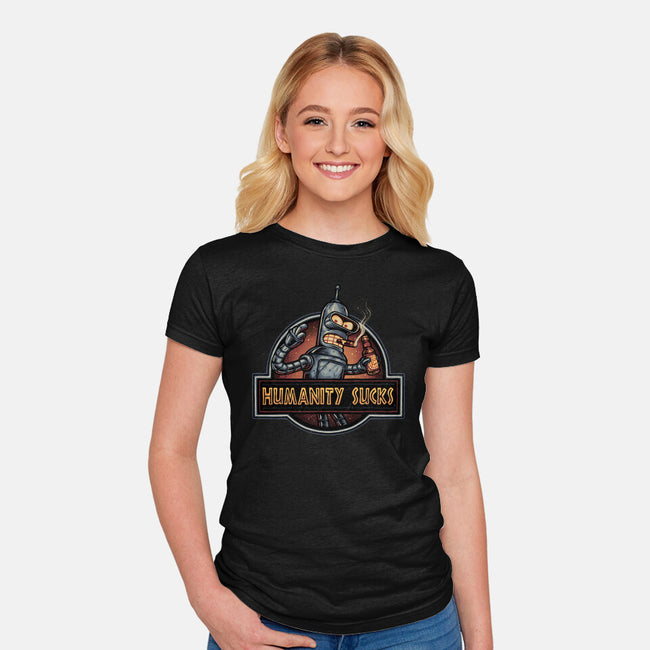 Robot Against Humanity-Womens-Fitted-Tee-glitchygorilla