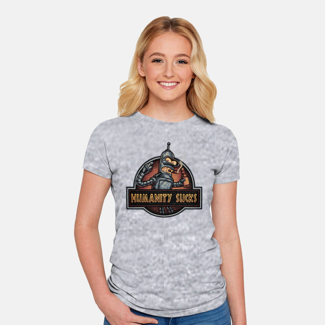 Robot Against Humanity-Womens-Fitted-Tee-glitchygorilla