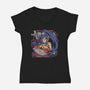 Samurai Beats-Womens-V-Neck-Tee-ilustrata