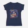 Samurai Beats-Womens-V-Neck-Tee-ilustrata