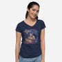 Samurai Beats-Womens-V-Neck-Tee-ilustrata