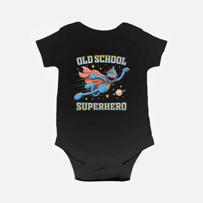 Old School Superhero-Baby-Basic-Onesie-NMdesign