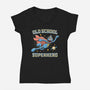 Old School Superhero-Womens-V-Neck-Tee-NMdesign