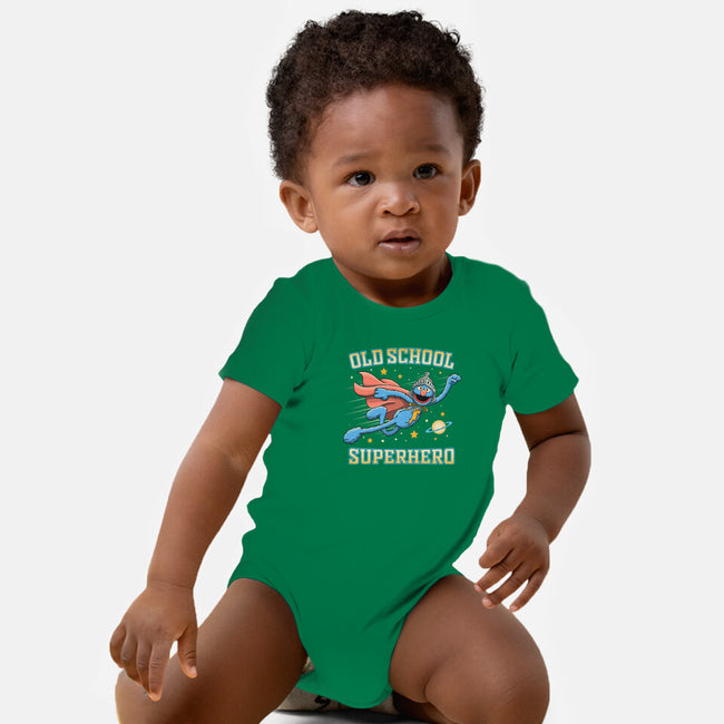 Old School Superhero-Baby-Basic-Onesie-NMdesign