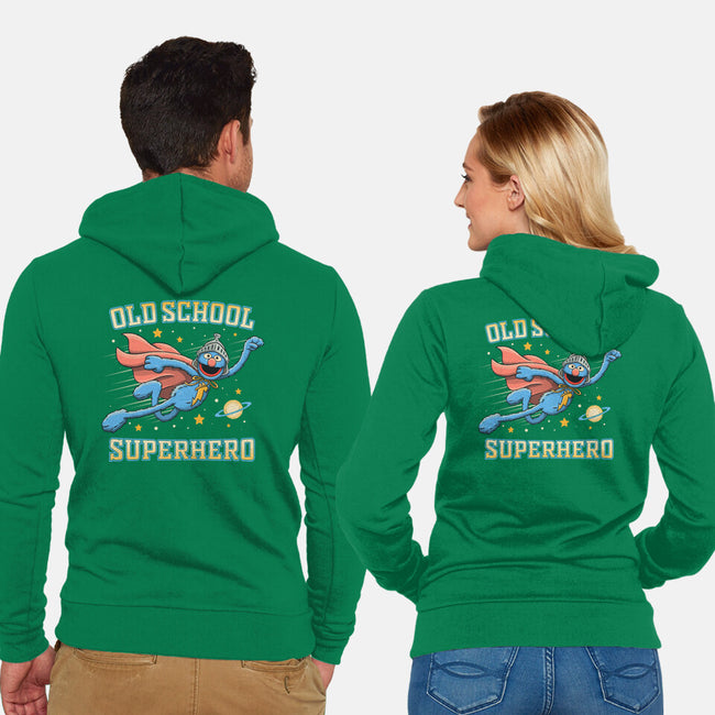 Old School Superhero-Unisex-Zip-Up-Sweatshirt-NMdesign
