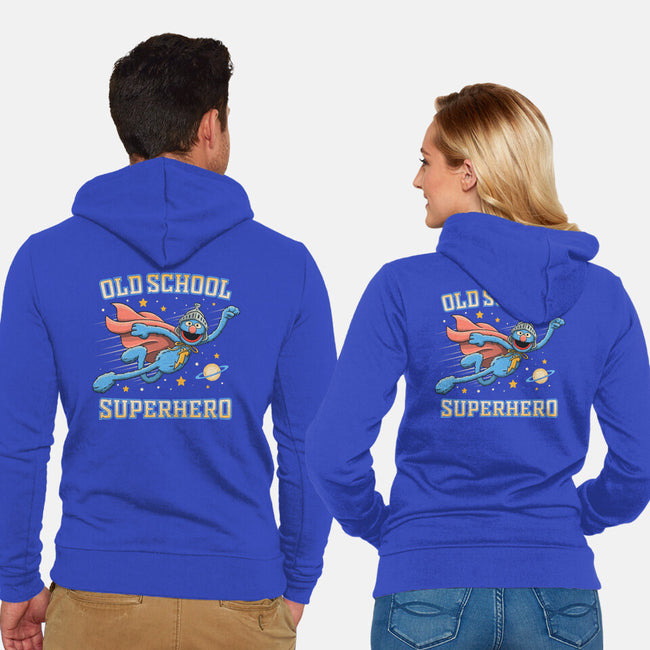 Old School Superhero-Unisex-Zip-Up-Sweatshirt-NMdesign