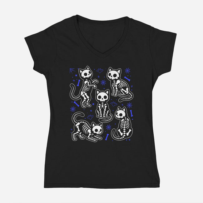Spooky Paws-Womens-V-Neck-Tee-Eoli Studio