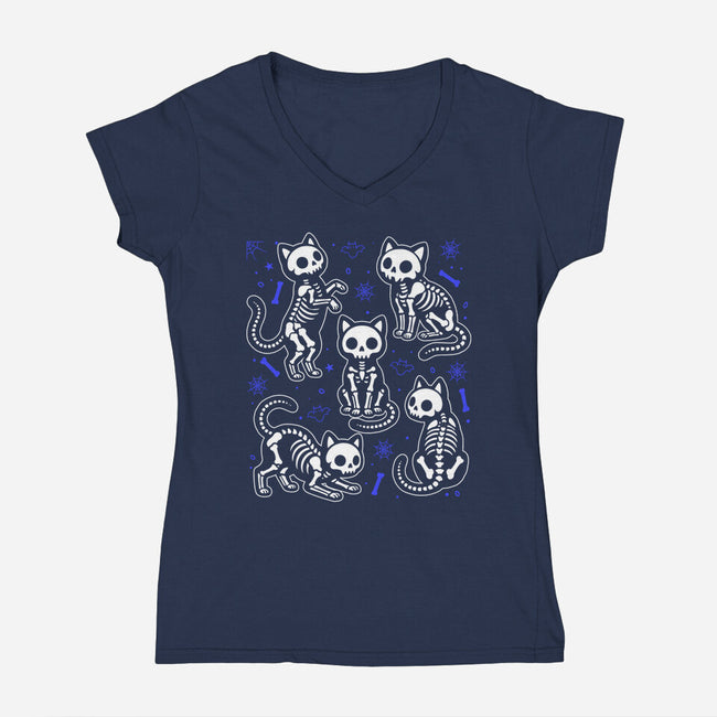 Spooky Paws-Womens-V-Neck-Tee-Eoli Studio