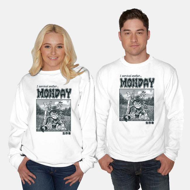 I Survived Monday-Unisex-Crew Neck-Sweatshirt-Henrique Torres