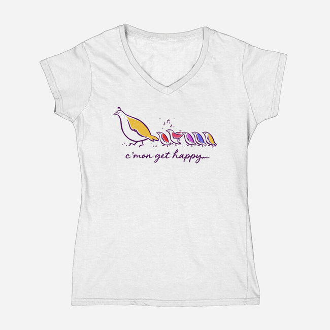 Get Happy-Womens-V-Neck-Tee-kg07