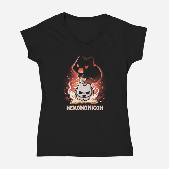 Nekonomicon-Womens-V-Neck-Tee-Vallina84