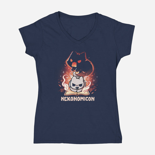 Nekonomicon-Womens-V-Neck-Tee-Vallina84
