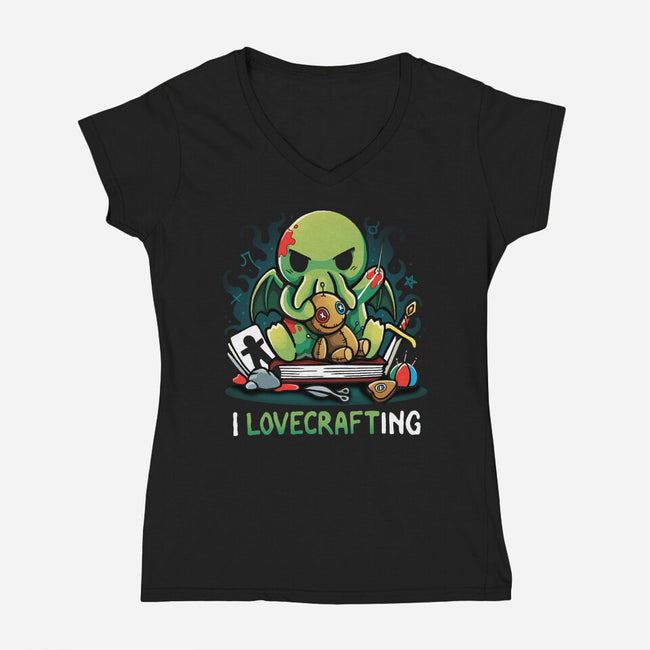 I Love Crafting-Womens-V-Neck-Tee-Vallina84