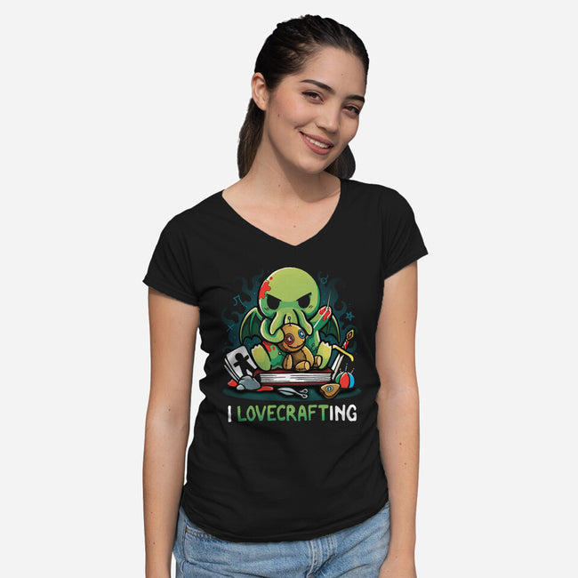 I Love Crafting-Womens-V-Neck-Tee-Vallina84