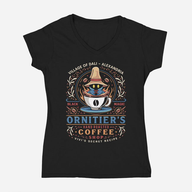 Ornitier Coffee Vintage-Womens-V-Neck-Tee-LAGELANTEE