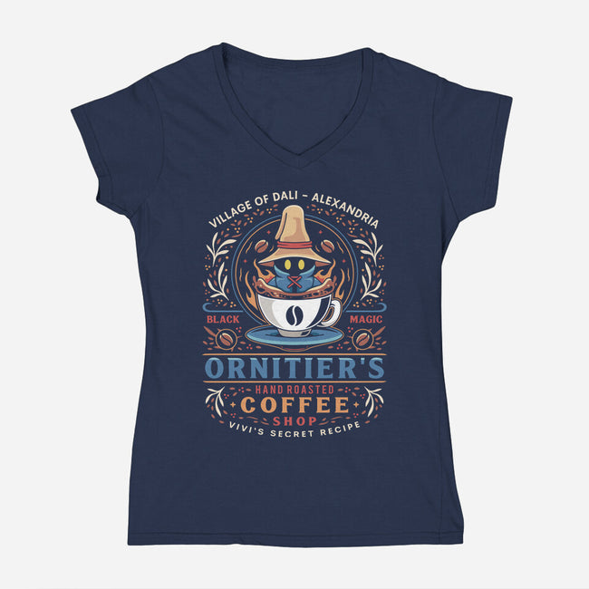 Ornitier Coffee Vintage-Womens-V-Neck-Tee-LAGELANTEE