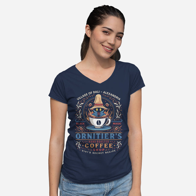 Ornitier Coffee Vintage-Womens-V-Neck-Tee-LAGELANTEE