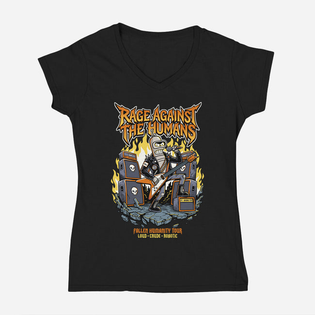 Fallen Humanity Tour-Womens-V-Neck-Tee-P1yu5h