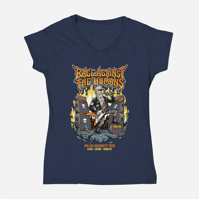 Fallen Humanity Tour-Womens-V-Neck-Tee-P1yu5h