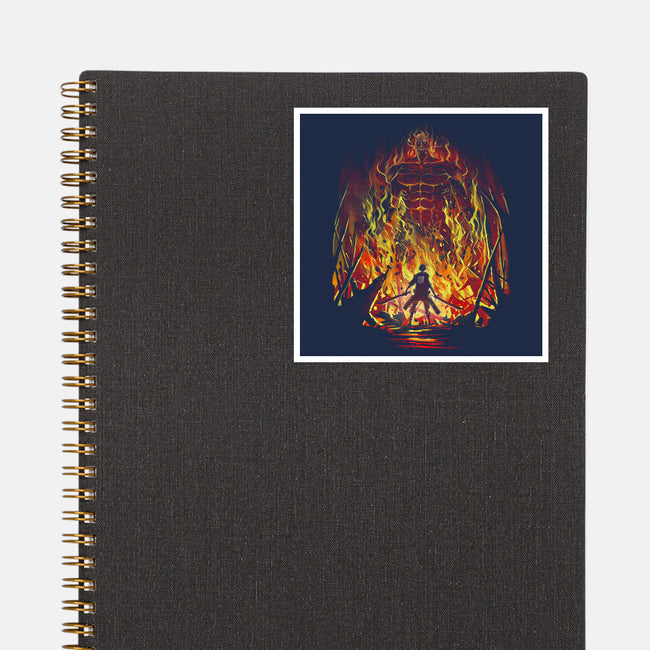Fire And Titans-None-Glossy-Sticker-zascanauta