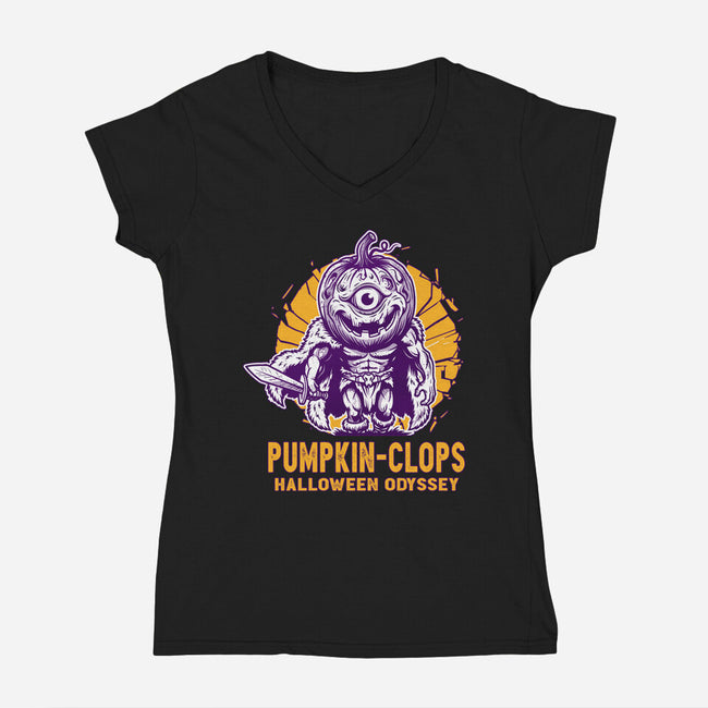 Halloween Odyssey-Womens-V-Neck-Tee-palmstreet