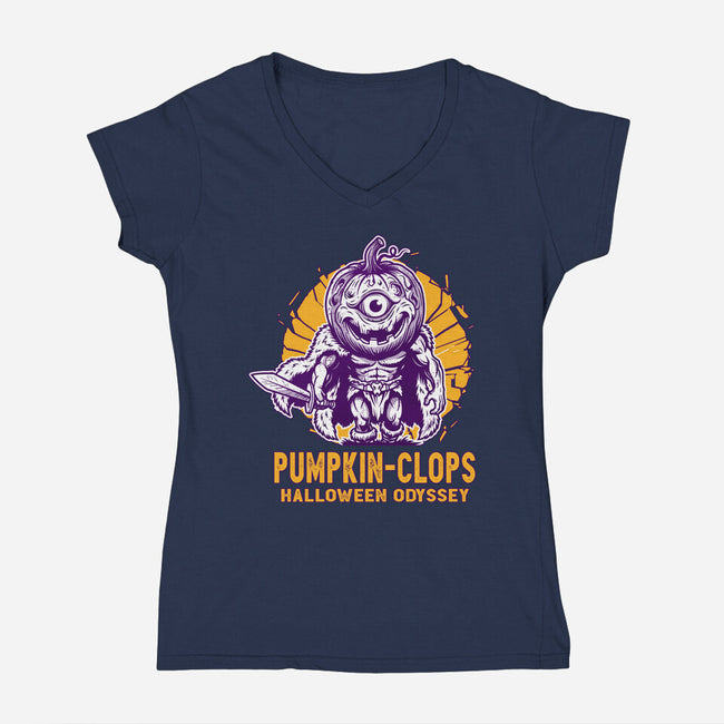 Halloween Odyssey-Womens-V-Neck-Tee-palmstreet