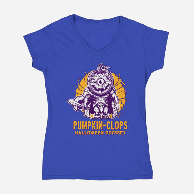Halloween Odyssey-Womens-V-Neck-Tee-palmstreet