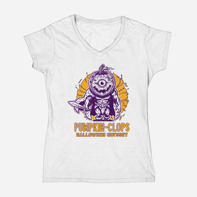 Halloween Odyssey-Womens-V-Neck-Tee-palmstreet